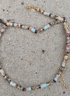 waki邦迪清晨蓝色手工串珠项链