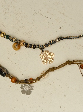 LAZY CIRCLES海岛花花钥匙扣手链原创设计手工编织设计感裤链装饰