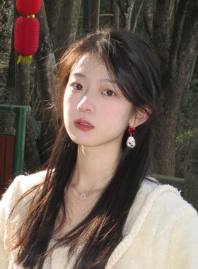 oups 宋茜同款珍珠镶钻爱心耳钉法式复古宫廷风小众红宝石耳夹女