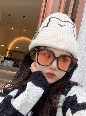 【高品质】小红书新款gm黄茶色墨镜 情侣旅游防晒大框黑色太阳镜