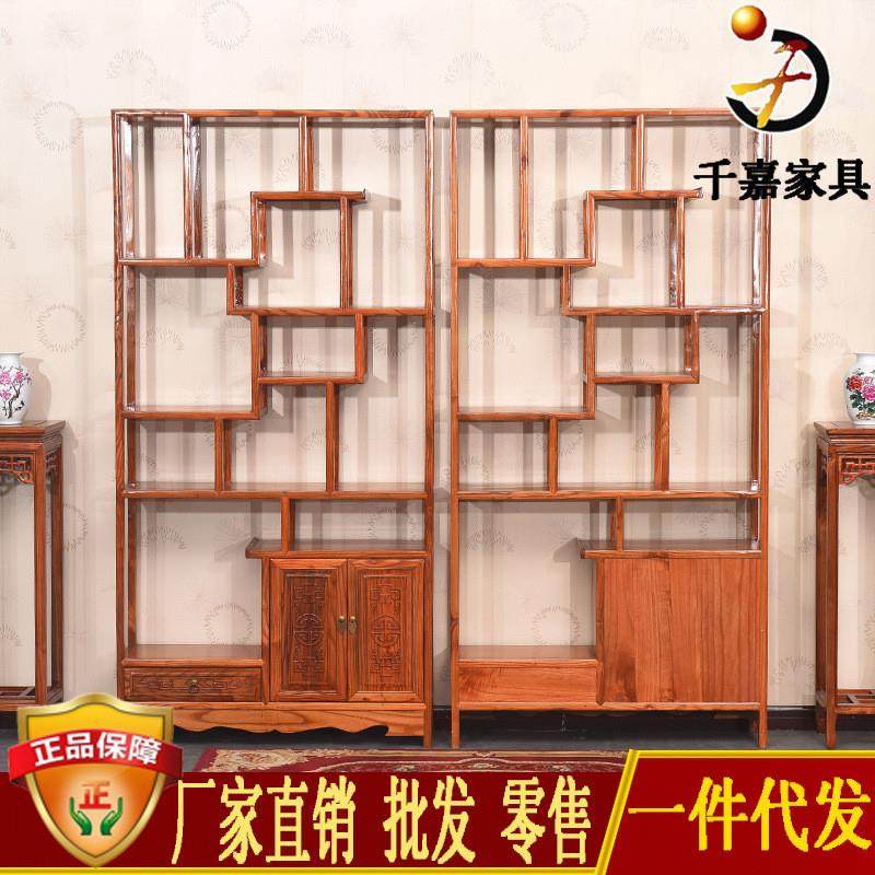 实木博古架三组合 中式仿古茶叶架 南榆木展示架 古典置物架货架,淘宝优惠券,粉丝福利购,淘宝优惠卷