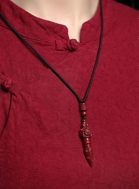 天然正品原矿朱砂吊坠三