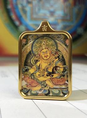 钛钢小方画盒吊坠本命图案画布金色嘎乌盒男女不掉色绿度母配挂绳