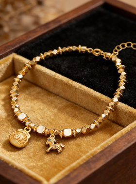 复古中式沙金福袋小马吊坠手链女潮高级感配饰