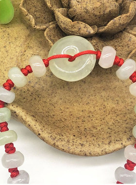 原创缅甸翡翠本命年儿童红绳手链