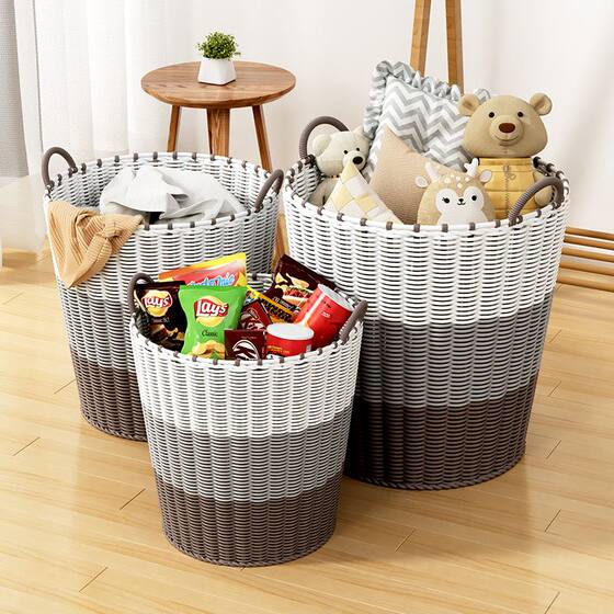 Imitation rattan extra large plastic dirty clothes basket for home use