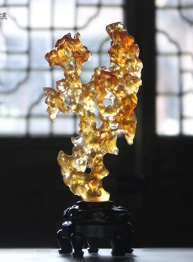 心缘堂琉璃太湖石【疏影青石】中式禅意摆件客厅书房玄关装饰品