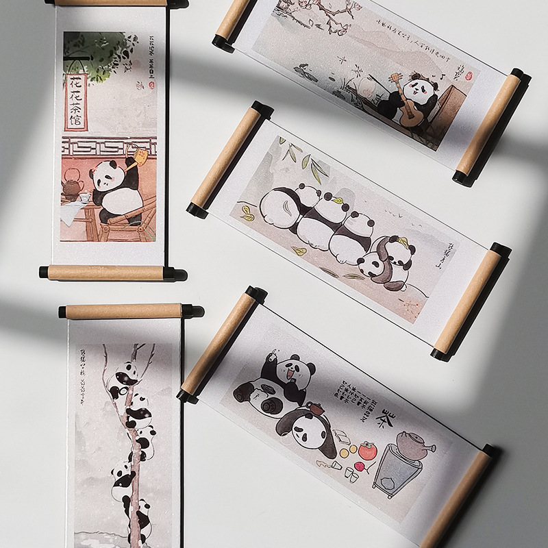 福宝花花熊猫卷轴冰箱贴成都文创大熊猫周边纪念品中国风礼物礼品 - 图0