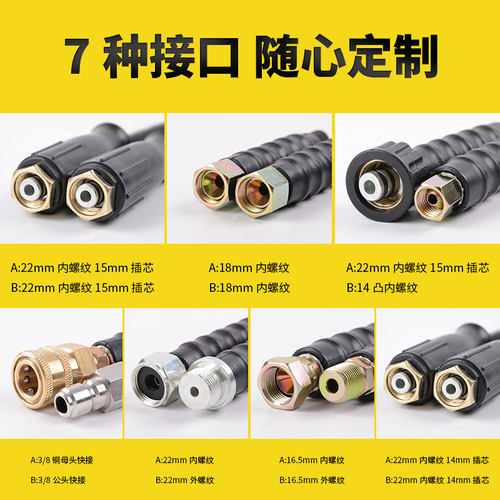 55/58/商用超高压洗车机防爆钢丝管刷车出水管黑猫清洗机水枪管子 - 图0