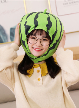 可爱搞怪西瓜头套帽子水果头饰女