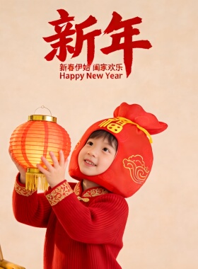 卡通新年红色福袋头套帽子道具潮