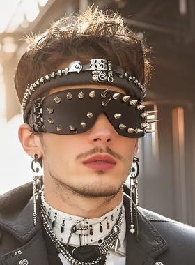 欧美搞怪暗黑恶魔铆钉太阳眼镜女