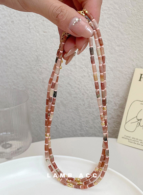 竹节天然石串珠项链锁骨链