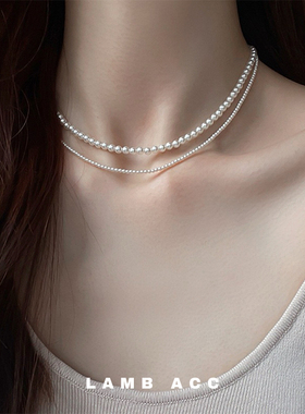 LAMB ACC 梨花小隐 极细施家小灯泡小米珠珍珠项链精致锁骨链