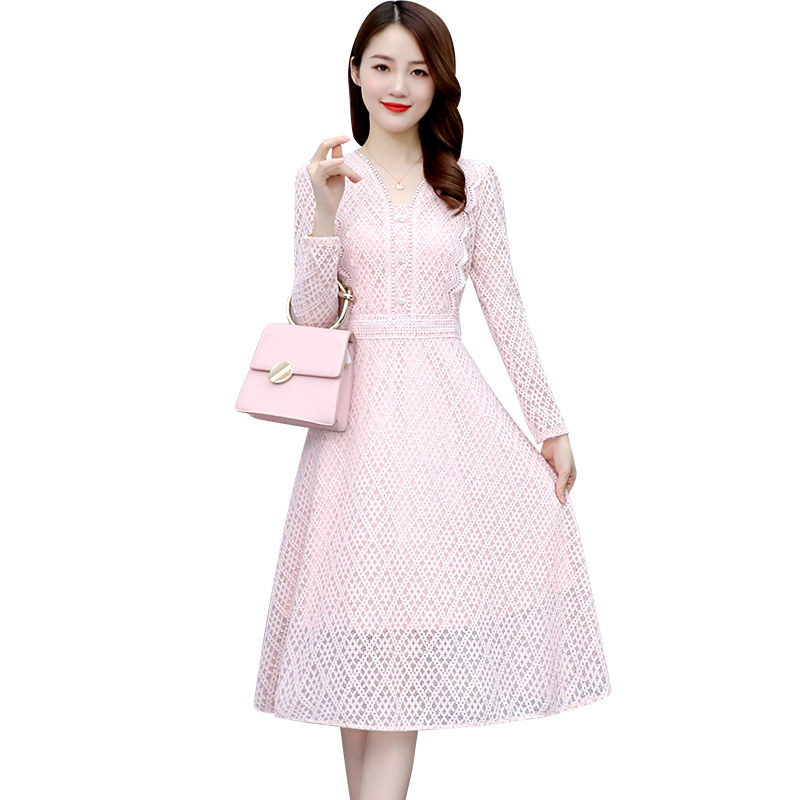 蕾丝连衣裙2022年新款时尚中长裙子 薇姿蔻连衣裙