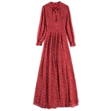 Осеннее платье, длинный осенний лонгслив, элитная шифоновая длинная юбка, в цветочек, коллекция 2022