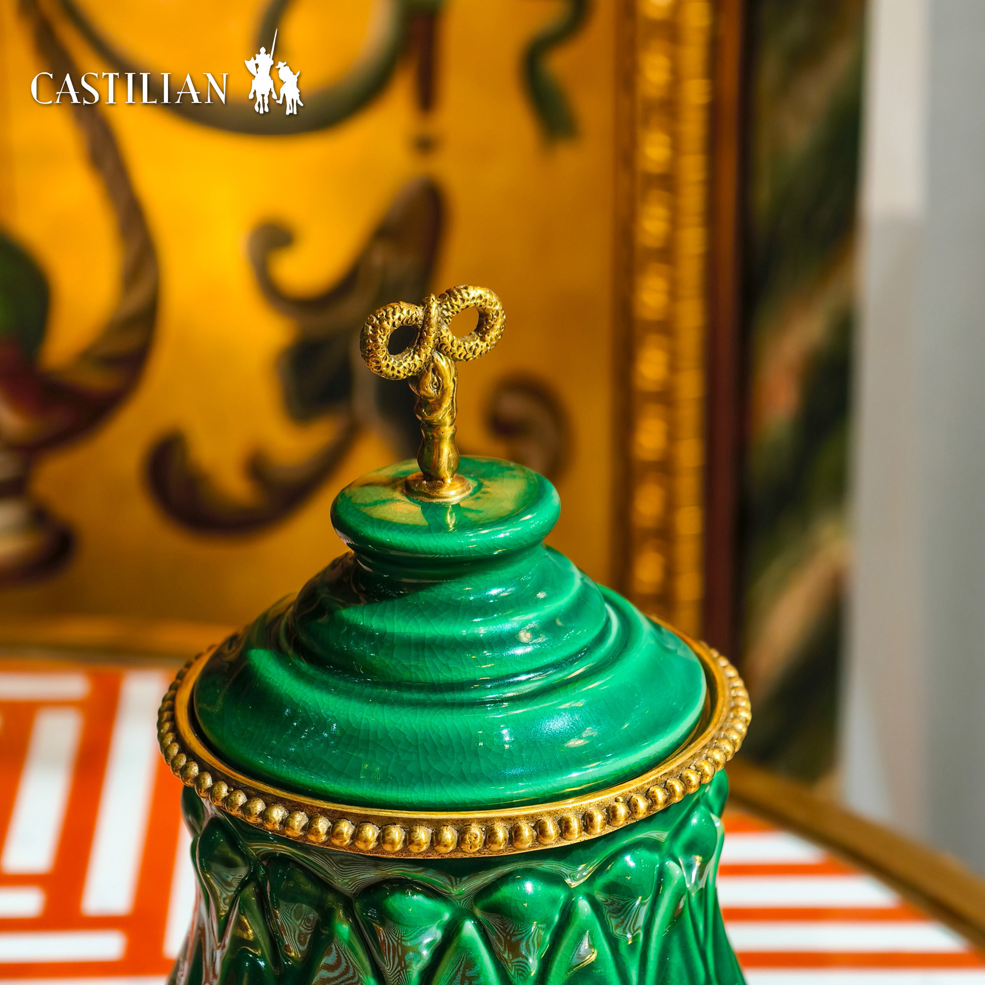 卡斯特兰祖母绿系列铜配陶瓷罐客厅桌面咖啡罐储物饰品摆件C5996,淘宝优惠券,粉丝福利购,淘宝优惠卷