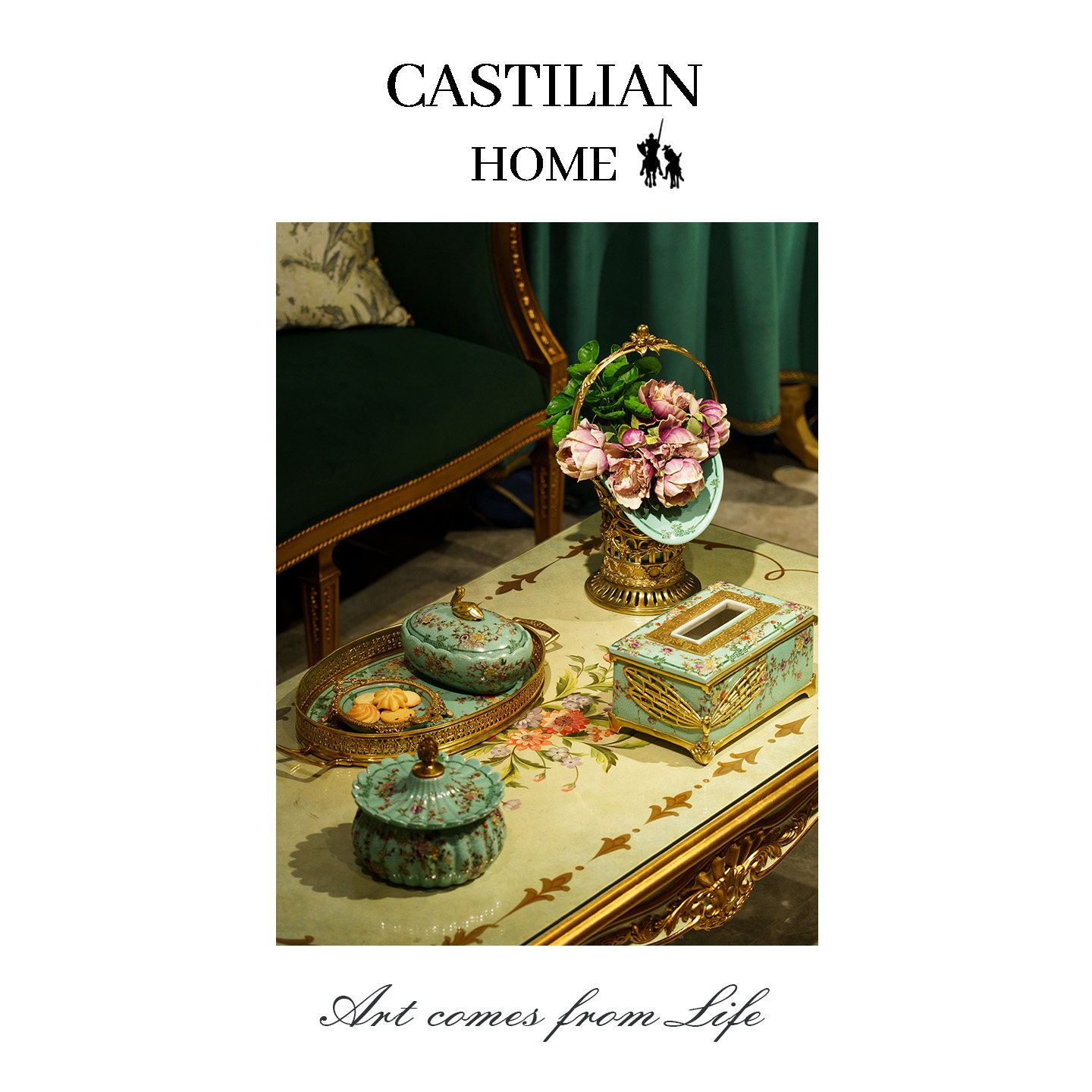 卡斯特兰花之恋家居软装法式客厅水果碗纸巾盒花瓶托盘点心碟套装,淘宝优惠券,粉丝福利购,淘宝优惠卷