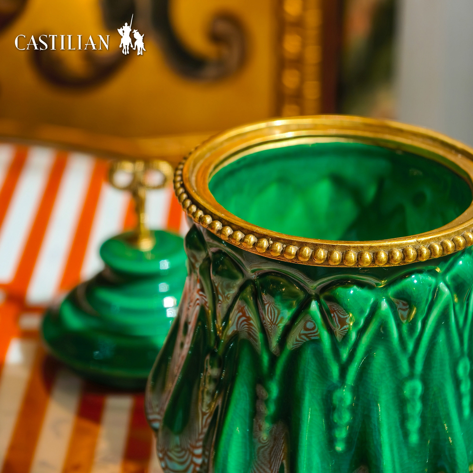 卡斯特兰祖母绿系列铜配陶瓷罐客厅桌面咖啡罐储物饰品摆件C5996,淘宝优惠券,粉丝福利购,淘宝优惠卷