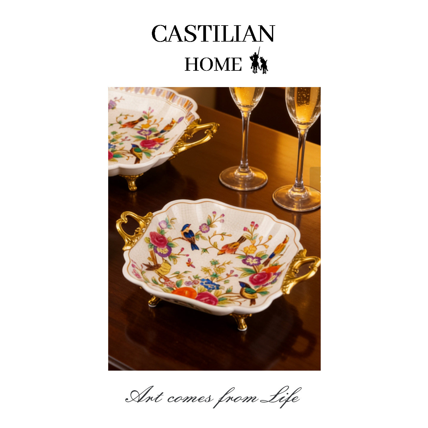 欧式高档轻奢陶瓷点心碟客厅茶几家用干果盘零食盘托盘摆件C5708,淘宝优惠券,粉丝福利购,淘宝优惠卷