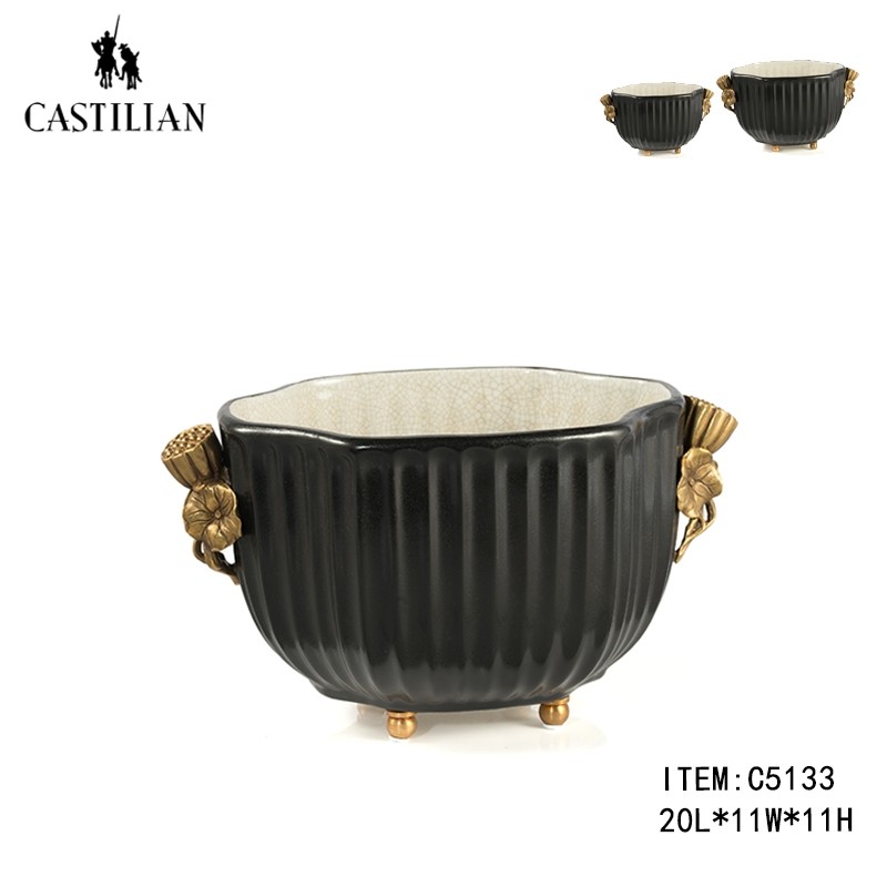 《经典之选，折扣特惠》卡斯特兰陶瓷果斗客厅果盘花瓶摆件C5133,淘宝优惠券,粉丝福利购,淘宝优惠卷