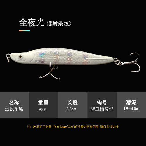 9.8g/16g翘杀沉水铅笔路亚饵远投铅笔翘嘴鲈鱼假饵通杀路亚假鱼饵 - 图0