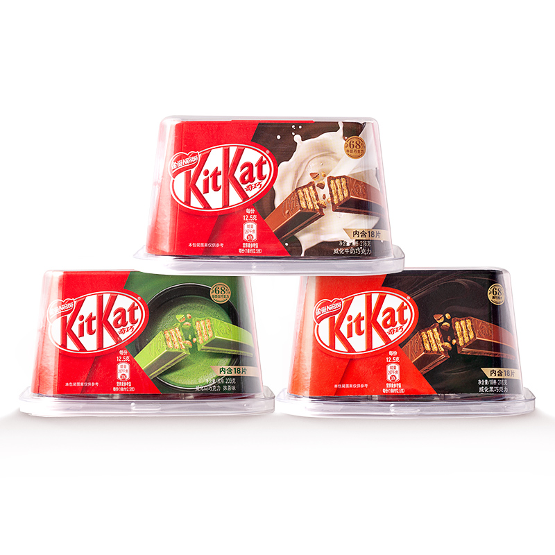 KitKat雀巢奇巧威化牛奶黑巧夹心巧克力休闲零食礼盒装216g*3碗_零食_坚果_特产