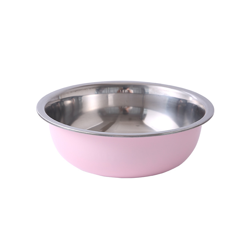 五件套装碗大盆碗铁碗彩色不锈钢汤碗家用大号泡面碗汤盆食堂餐具