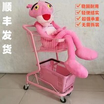 Pink Double Layer Shopping Cart Small Cart Supermarket Mall Shopping Cart KTV Doll Machine Trolley Photo Props