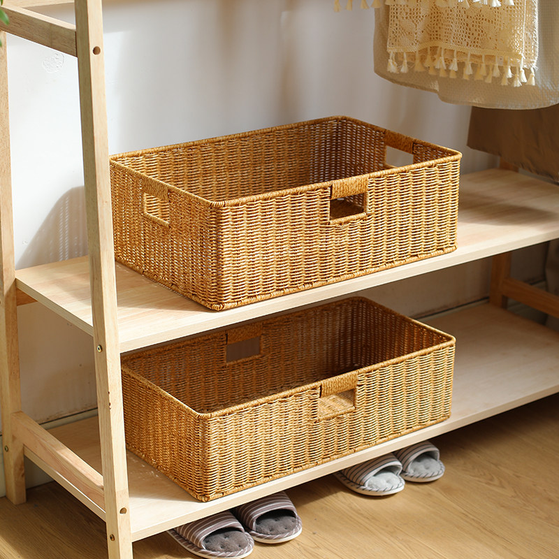 仿藤编收纳筐客厅电视柜茶几抽屉收纳篮浴室柜储物筐衣架子整理篮,淘宝优惠券,粉丝福利购,淘宝优惠卷