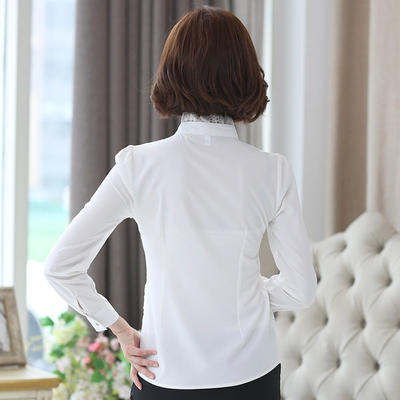 雪纺衬衫长袖立领2020春秋打底衫 秋菊落英衬衫
