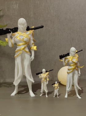 和平精英吃鸡黄金木乃伊手办模型蛋糕礼物男孩awm手枪女神空投潮