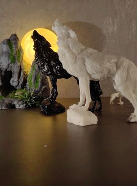 狼摆件狼摆件招财领头狼摆件客厅办公室茶桌装饰家工艺品手工微缩