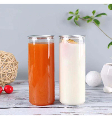 650ML易拉罐封口杯饮品杯PET透明塑料密封罐饮料瓶子奶茶杯500ml - 图1