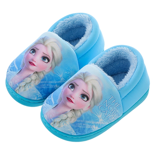 迪士尼艾莎公主冬季儿童包跟棉拖鞋女童保暖冰雪奇缘小童宝宝棉鞋
