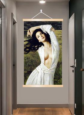 美女挂画酒店卫生间防水免钉装饰画卧室床头宾馆美容院洗手间壁画