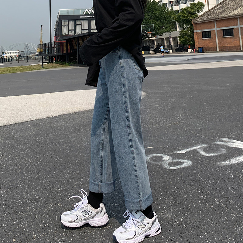 直筒2020年新款秋装宽松显瘦牛仔裤 灵貂牛仔裤