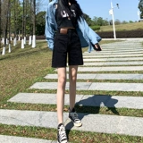 Черная цветная джинсовая юбка, шорты, штаны, высокая талия, свободный прямой крой, А-силуэт, подходит для подростков