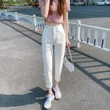 Белые джинсы, демисезонные флисовые штаны, цвет, высокая талия, свободный прямой крой