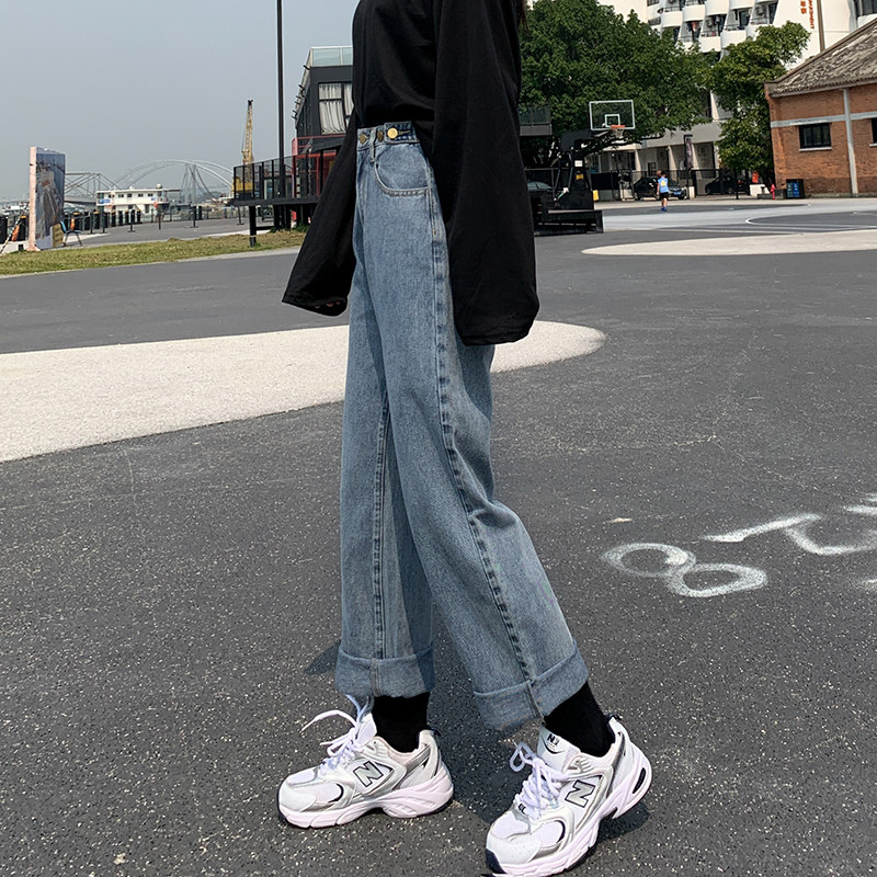 直筒2020年新款秋装宽松显瘦牛仔裤 灵貂牛仔裤