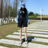 Черная цветная джинсовая юбка, шорты, штаны, высокая талия, свободный прямой крой, А-силуэт, подходит для подростков