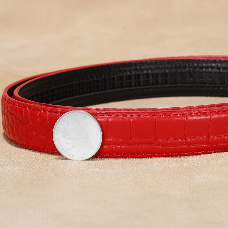 不带扣2.3 2.4 2.5 cm自动扣牛皮腰带身无头带条头层真皮无扣皮带 - 图1