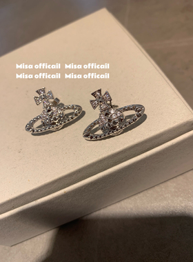 Misa officail｜经典铆钉土星项链百搭时尚新锁骨链满钻小众耳钉