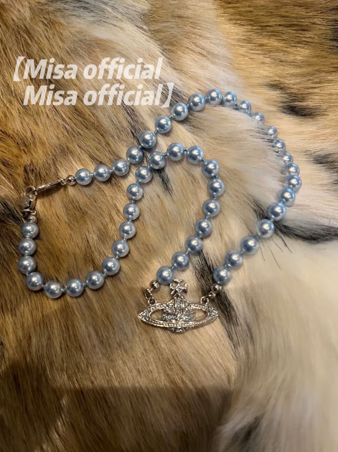 Misa official｜蓝色珍珠土星项链手链显白不撞款气质小众choker - 图0