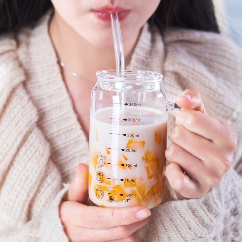 时间刻度杯泡奶杯牛奶杯冲奶粉量杯玻璃杯儿童喝奶杯大人孕妇用