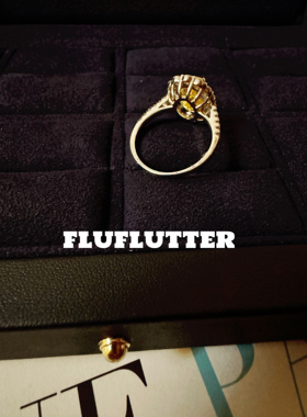 Fluflutter｜馥芙特 戒指女花型满钻黄钻戒指宴会鸽子蛋8克拉