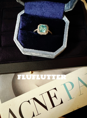 Fluflutter 馥芙特 佳期如梦 3克拉海蓝宝阿斯切超闪简约明亮戒指