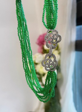 Vintage猫眼石项链帝王绿满绿锁骨链女小众新品时尚 choker