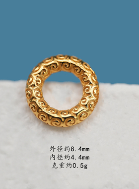 S925银回纹平安扣面包环盘缠圈
