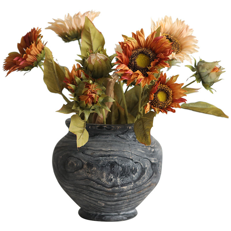 左岸麦田 3头复古秋色向日葵装饰花绢花餐桌花艺摆件假花仿真花,淘宝优惠券,粉丝福利购,淘宝优惠卷